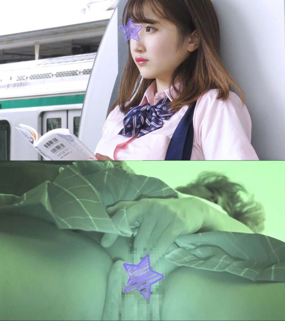 [Pcolle-782965d7b56b9d6132]【電車痴かん】顔出し制服JK★上品なお嬢様系なのに実は痴かんOK子!?★トイレに連れ込み推定Hカップを晒し撮り！中出し＆乳射の2に出ているAV女優名は？