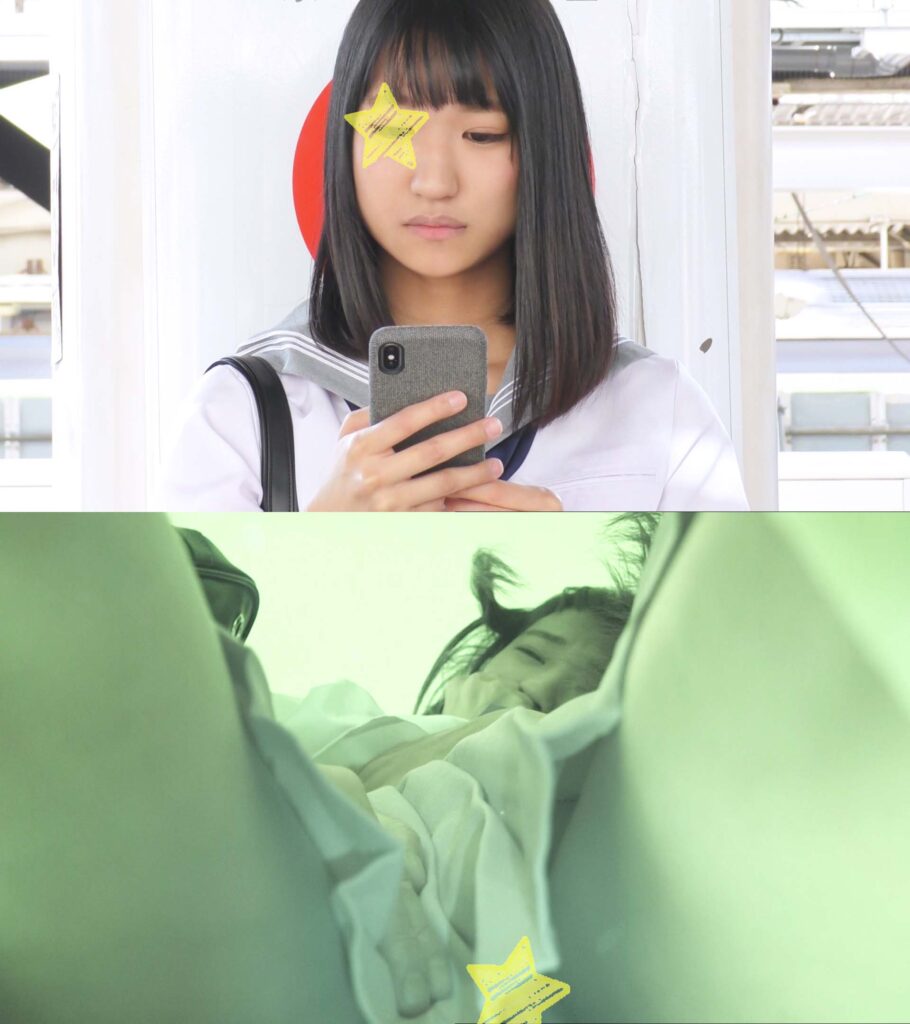 [Pcolle-799425d8de9483b1c6]【電車痴かん】顔出し制服JK★まさかのノーパンJKに初遭遇！幼い日焼け娘のAカップを車内いじり＆中出し★トイレでイラマ顔射に出ているAV女優名は？